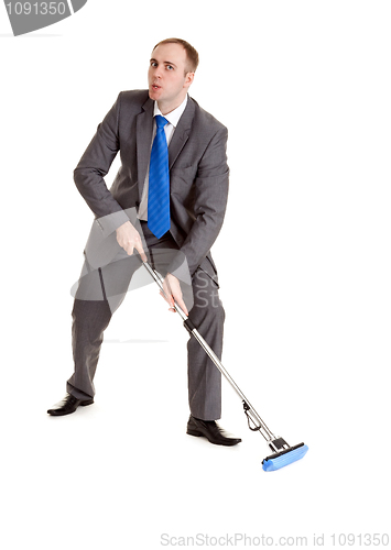 Image of Businessman with a mop