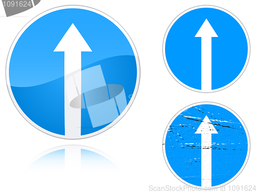 Image of Variants a Straight ahead road sign