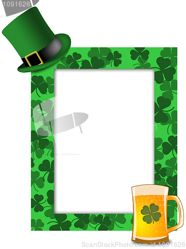 Image of St Patricks Day Leprechaun Hat Beer Shamrock Frame