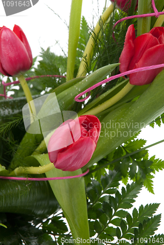 Image of Bouquet of beautiful red tulips