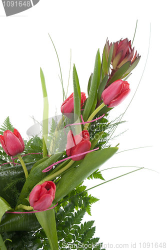 Image of Bouquet of beautiful red tulips