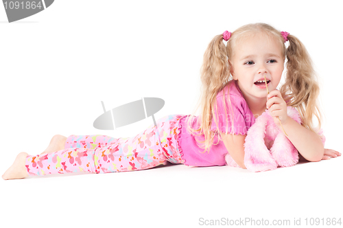 Image of Little cute girl in studio