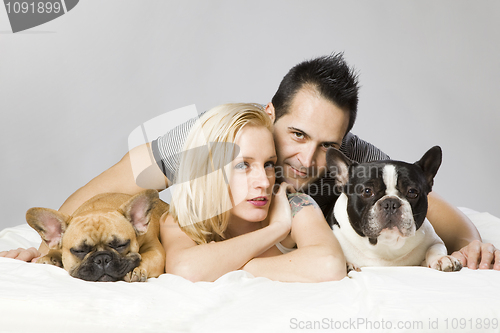 Image of sexy couple with pets