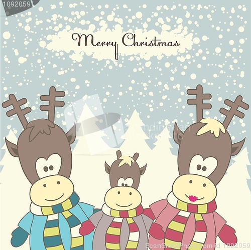 Image of Christmas card with Reindeer. Vector illustration