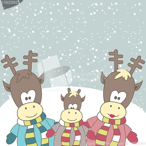 Image of Christmas card with Reindeer. Vector illustration