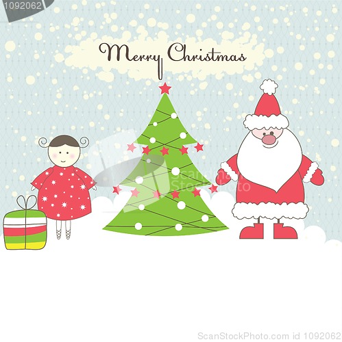 Image of Santa and girl. Vector illustration