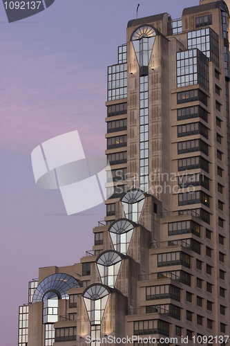 Image of Skyscraper hotel in San Francisco before sunrise