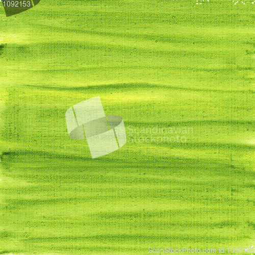 Image of green and yellow watercolor abstract on canvas 