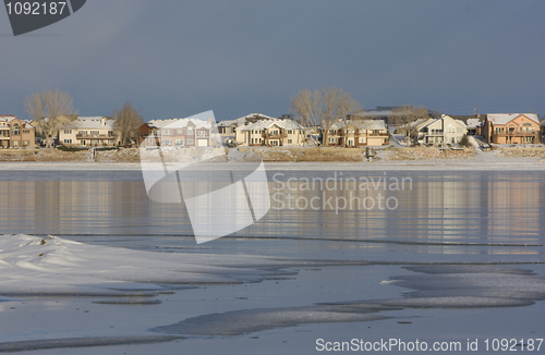 Image of Lakeside Colorado homes in winter scenery