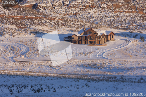 Image of new luxury house on mountainside in Colorado Front Range