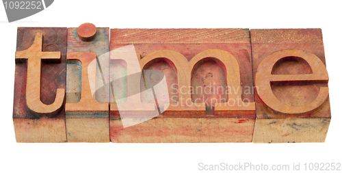 Image of time - word in letterpess type