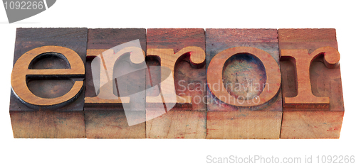 Image of error word in letterpress type