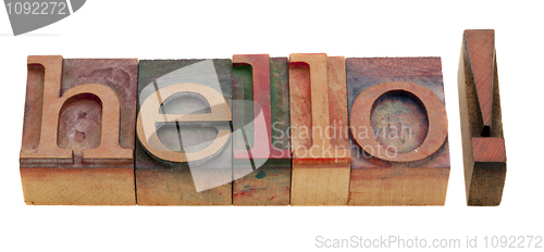 Image of hello word in letterpress type