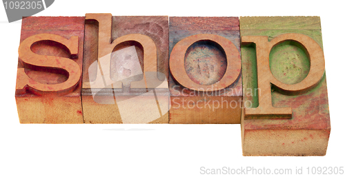 Image of shop word in letterpress type