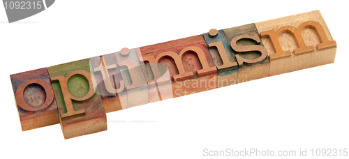 Image of optimism p word in letterpress type