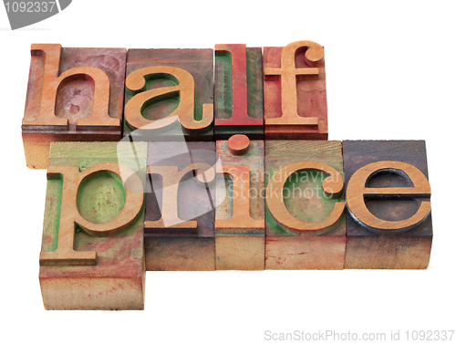 Image of half price - words in letterpress type