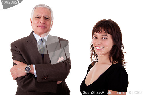 Image of happy businessman and woman