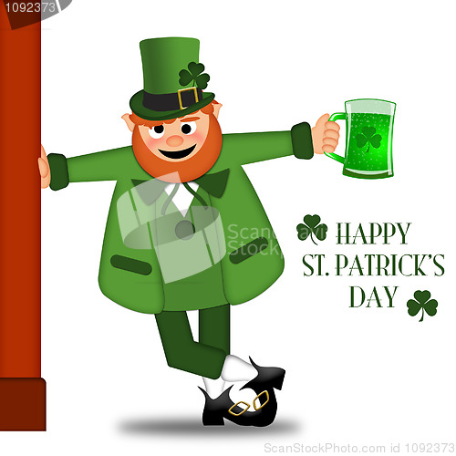 Image of Happy St Patricks Day Leprechaun Drinking Beer