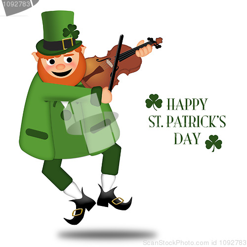 Image of Happy St Patricks Day Leprechaun Fiddler