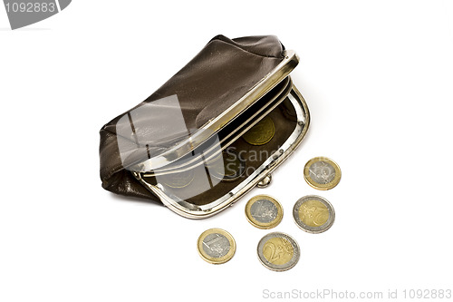 Image of Old purse and euro coins