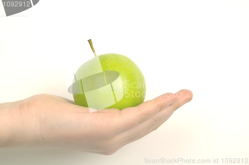 Image of hand holding apple