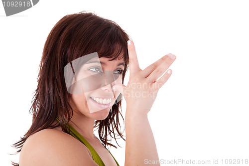 Image of beautiful girl making "funny face", 