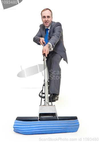 Image of businessman with a mop