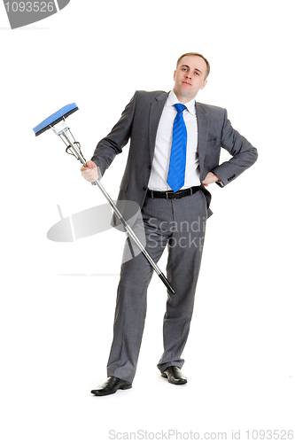 Image of Businessman with a mop