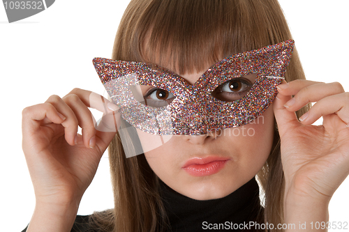 Image of Beautiful girl wearing a mask