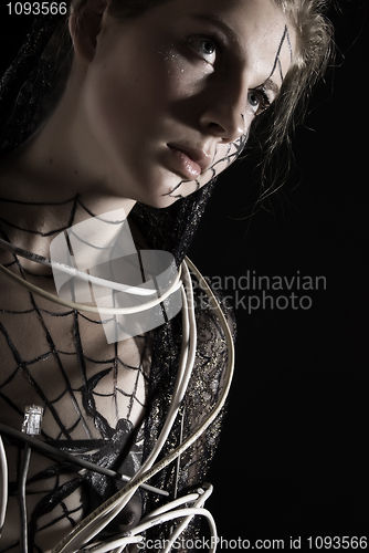 Image of Beautiful young girl  being wound