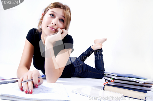 Image of girl spending time in studying
