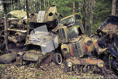 Image of Heap of scrap cars