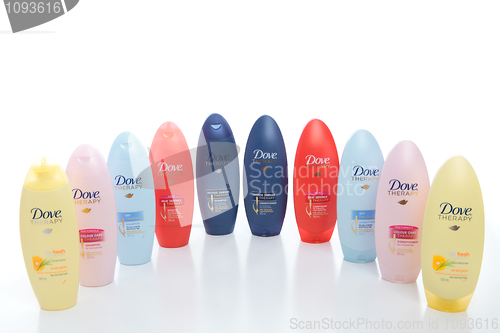 Image of Selection of Dove Therapy Shampoos and Conditioners