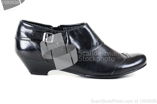 Image of one black leather women's shoes