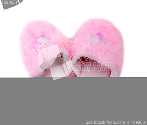 Image of pair of pink fluffy slipper