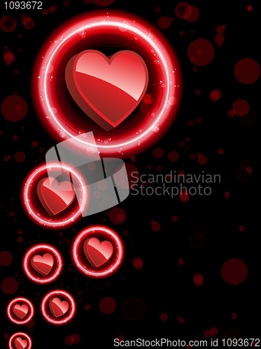 Image of Red Heart Border with Sparkles and Swirls.