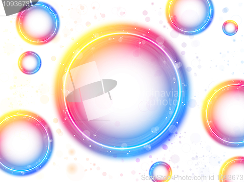 Image of Rainbow Circle Bubbles background with Sparkles and Swirls.