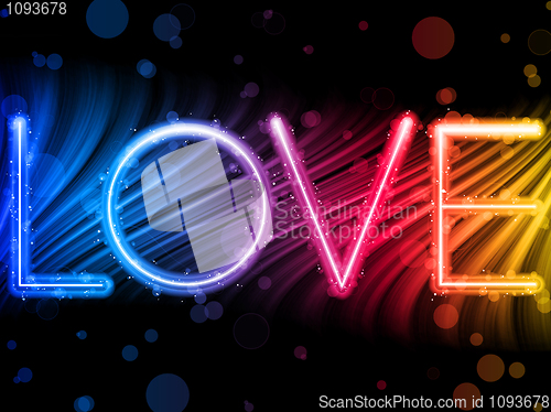 Image of Valentine Day Love Word Abstract Colorful Waves Rainbow Backgrou