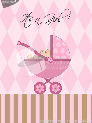 Image of Its A Girl Pink Baby Pram 