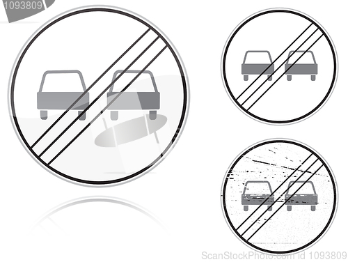 Image of Variants a End of no passing - road sign