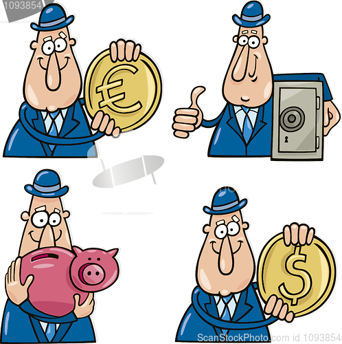 Image of business cartoons with funny man