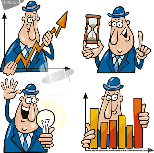 Image of business cartoons with funny man