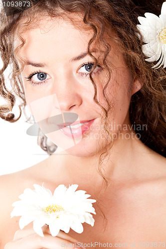 Image of pretty woman with flower 