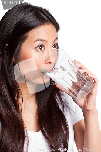 Image of Asian woman drinking water