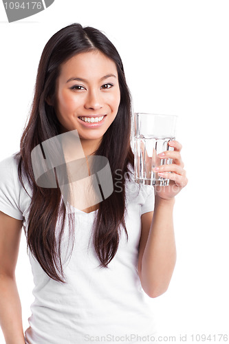 Image of Asian woman with glass of water