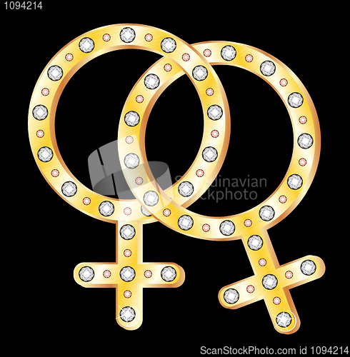 Image of Gold lesbians couple symbol 