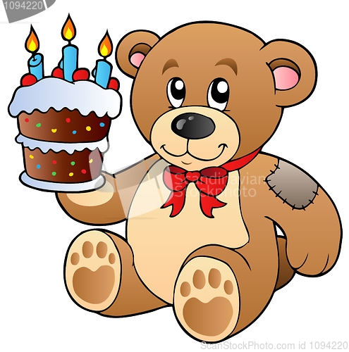 Image of Cute teddy bear with cake