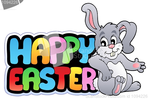 Image of Happy Easter sign with happy bunny