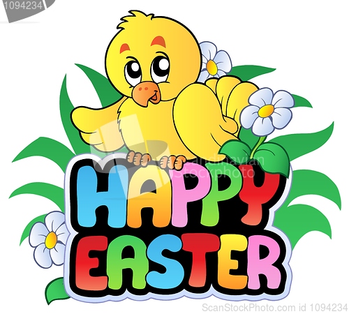 Image of Happy Easter sign with chicken