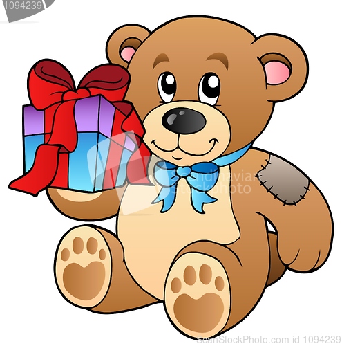 Image of Cute teddy bear with gift